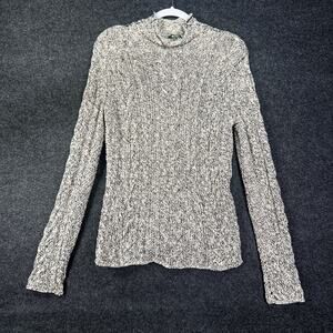 LRL Lauren Jeans Co. Ralph Lauren Gray Cable Knit Mock Neck Sweater Womens M